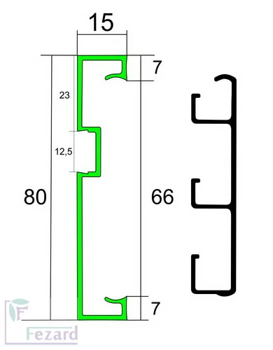 Алюминиевый плинтус Fezard Кабельный ALP-G80-LF Алюминий 80*15*2500 мм в Набережных Челнах