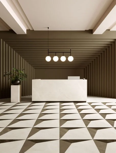 Керамогранит Coliseum Фьямма Уайт Вставка Фрэйм 60х60 (Натуральный и Реттифицированный) в Набережных Челнах