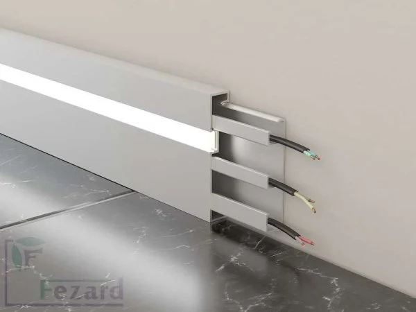 Алюминиевый плинтус Fezard Кабельный ALP-G80-LF Алюминий 80*15*2500 мм в Набережных Челнах